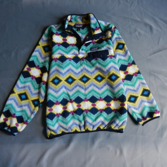 Patagonia Synchilla Sweater Adult Size Medium Blue Geometric Fleece Snap T 25455 - Picture 15 of 15